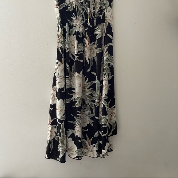 Hawaiian floral Asymmetrical halter top dress roughed back adjustable neck tie - Picture 10 of 10